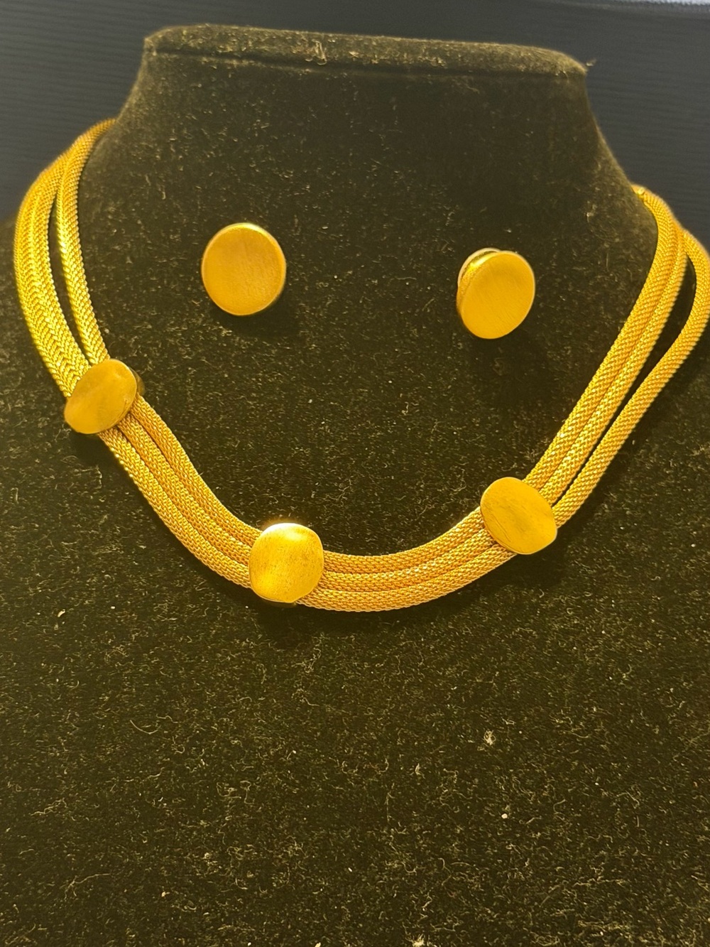 Gold-Tone Multi-Strand Necklace & Stud Earrings Set